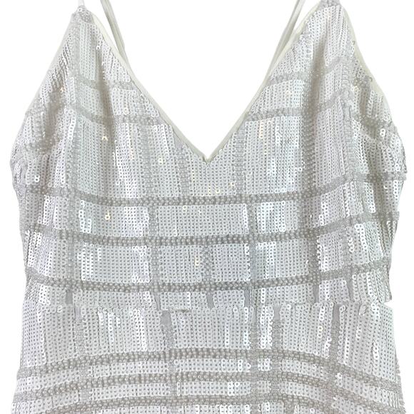 X by NBD 3 AM in LA Embellished Sequin V-Neck Mini Slip Dress Ivory Size Medium - Picture 5 of 8